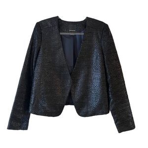 Anthropologie Trouvé black tonal textured blazer w/subtle snakeskin shimmer